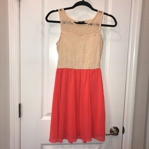 Cream and orange dress